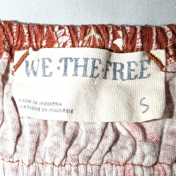We The Free | Free People "Dolce Vita" Smocked Tank Top Brown Red | Size Small - Picture 6 of 12